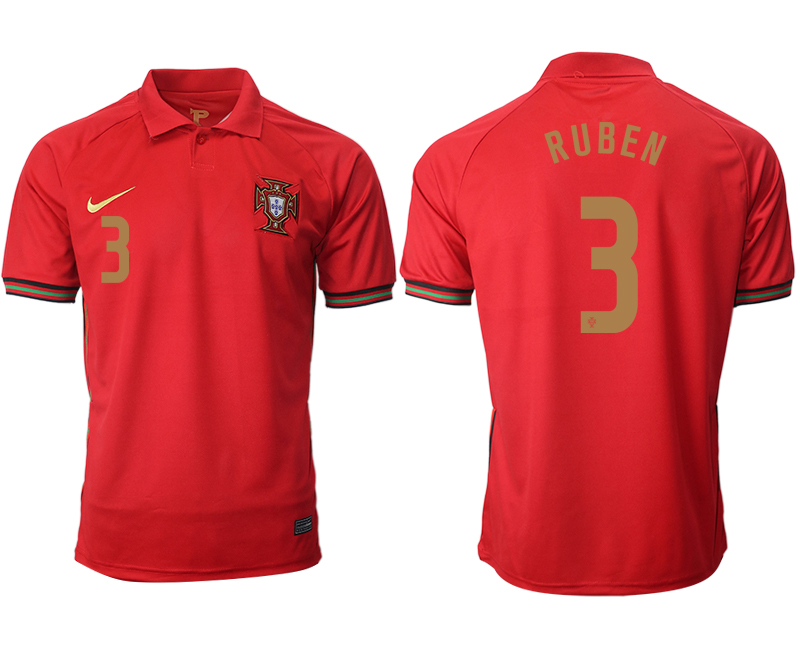 Men 2021 European Cup Portugal home aaa version red #3 Soccer Jersey->portugal jersey->Soccer Country Jersey